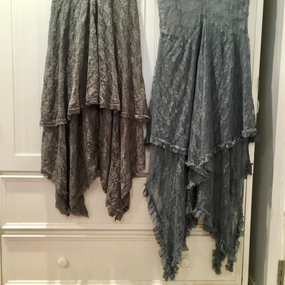 DARK GRAY BOHO LACE MAXI DRESS SIZE S/M - Picture 7 of 8